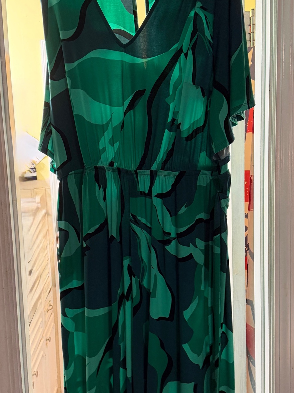 Lane Bryant Green Abstract Print Jumpsuit